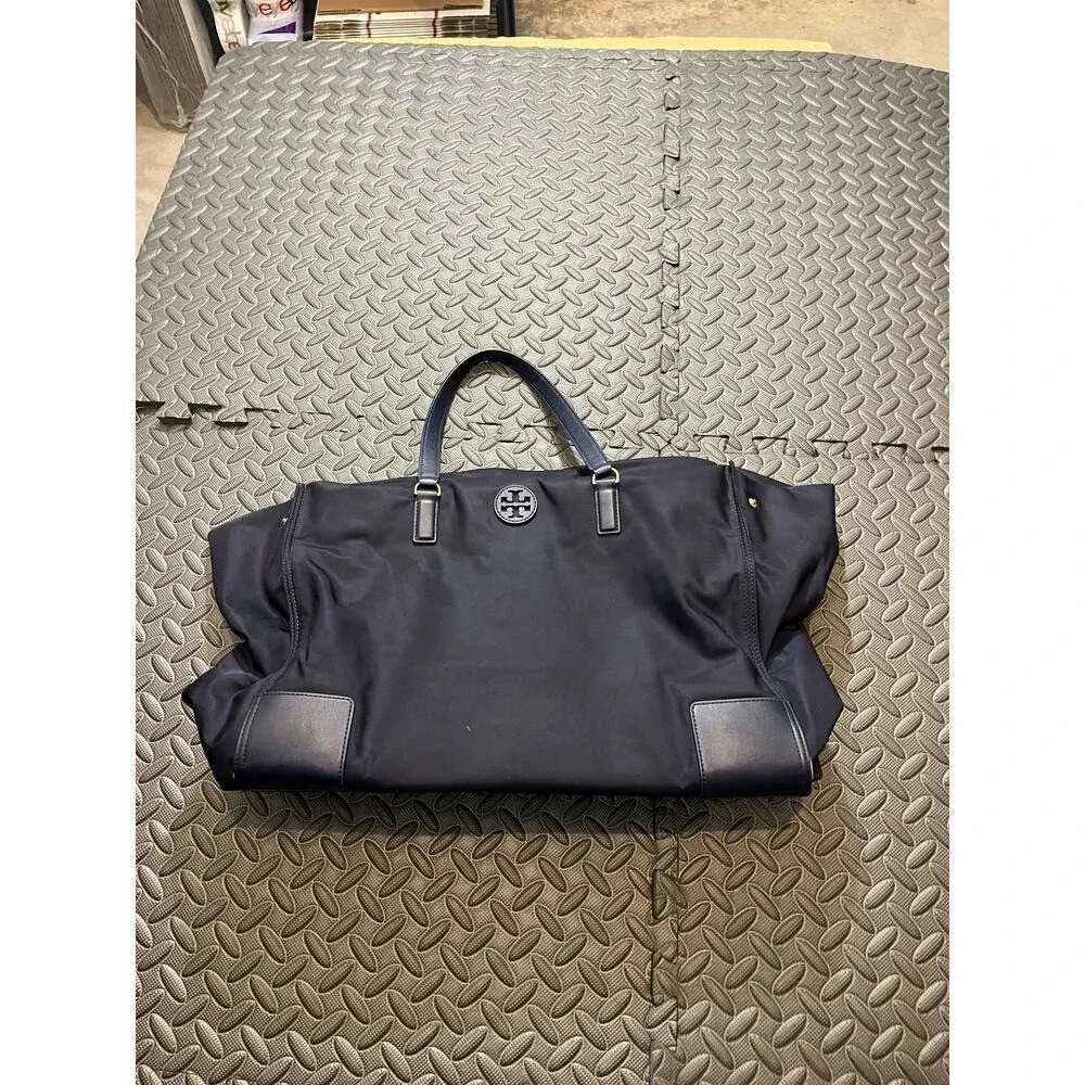 Tory Burch Packable Large Ella‎ Nylon Tote Navy Blue Purse Womens Travel